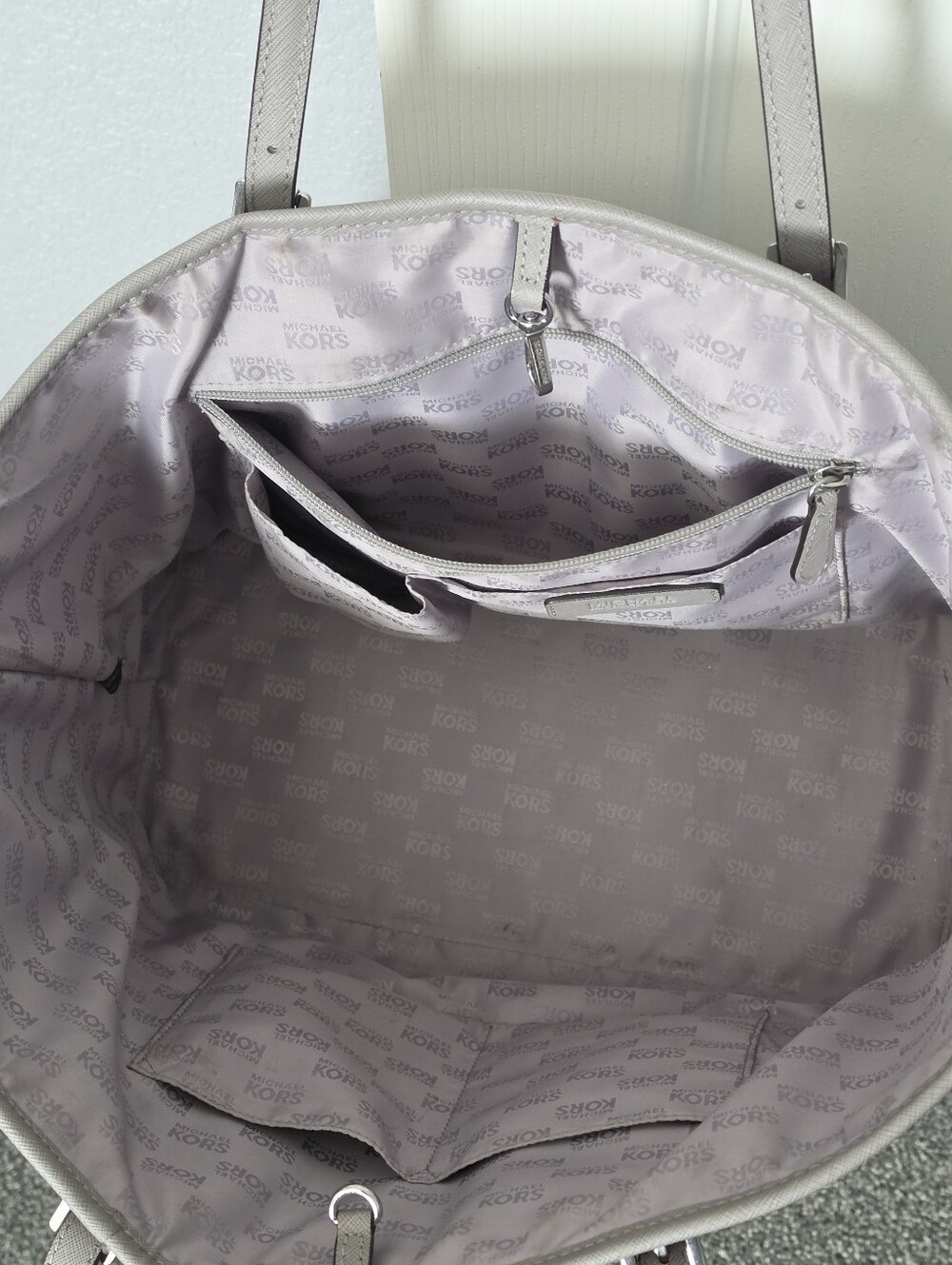 Michael Kors Gray Saffiano Leather Tote - Picture 5 of 8